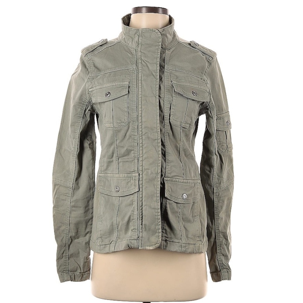 Kensie Jeans Womens Army Military Style Utility Soft Denim Jacket Sz.L
